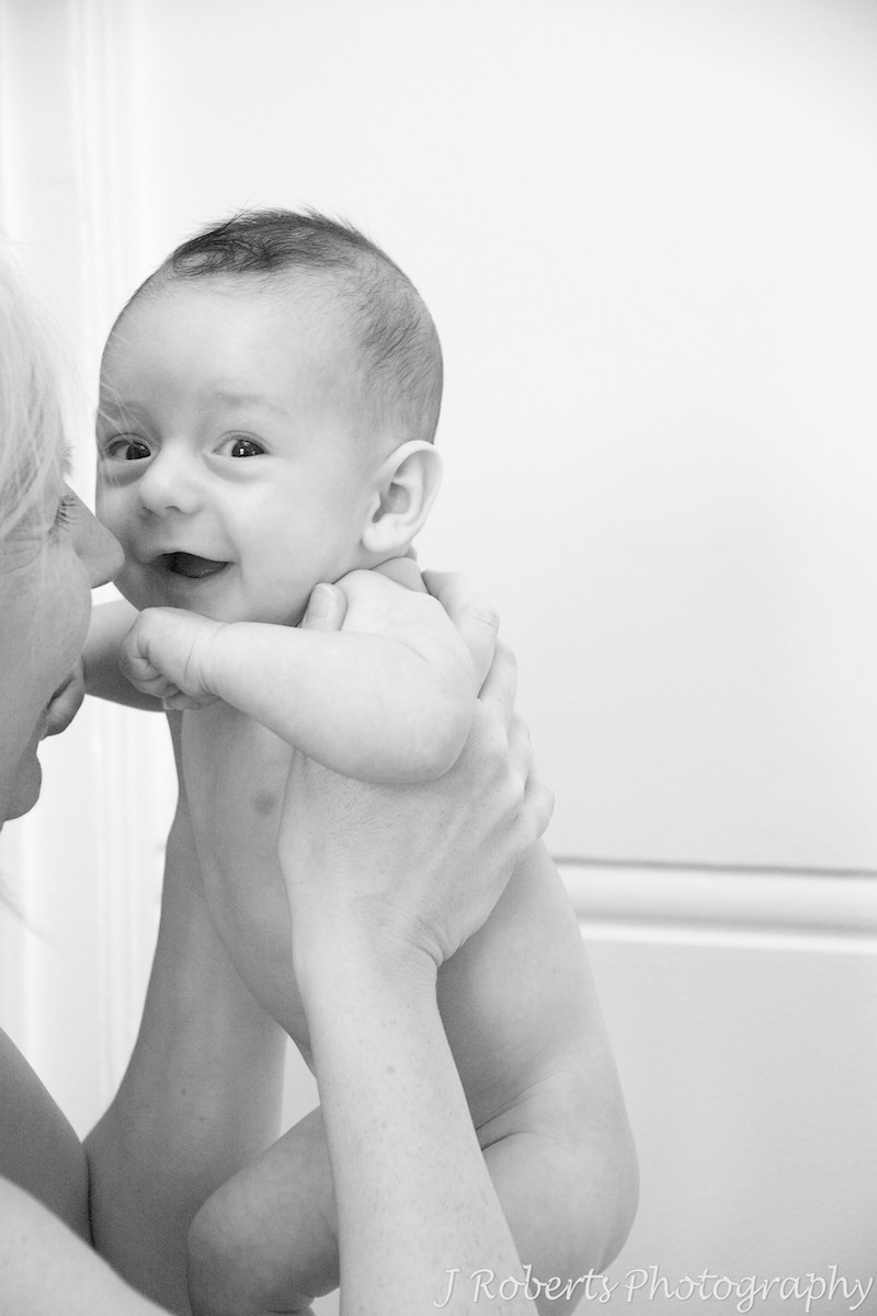 laughing baby boy with his mummy - baby portrait photography sydney